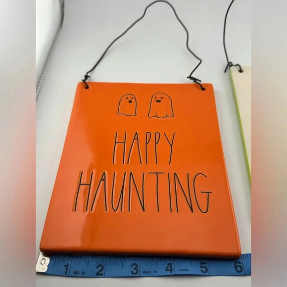RAE DUNN Halloween Seasonal Fall Hanging Signs Happy Haunting Witching Hour - Picture 7 of 7